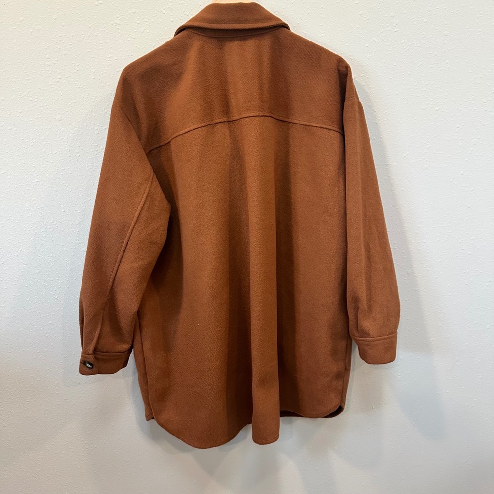 Express Shacket Women XL Rust Brown Oversized Fleece Shirt Jacket 009710137 - Picture 3 of 16